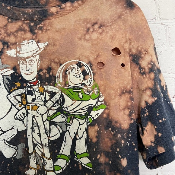 Toy Story SQUAD Unisex Upcycled Reworked Bleached Distressed T-Shirt - Medium - Picture 3 of 6